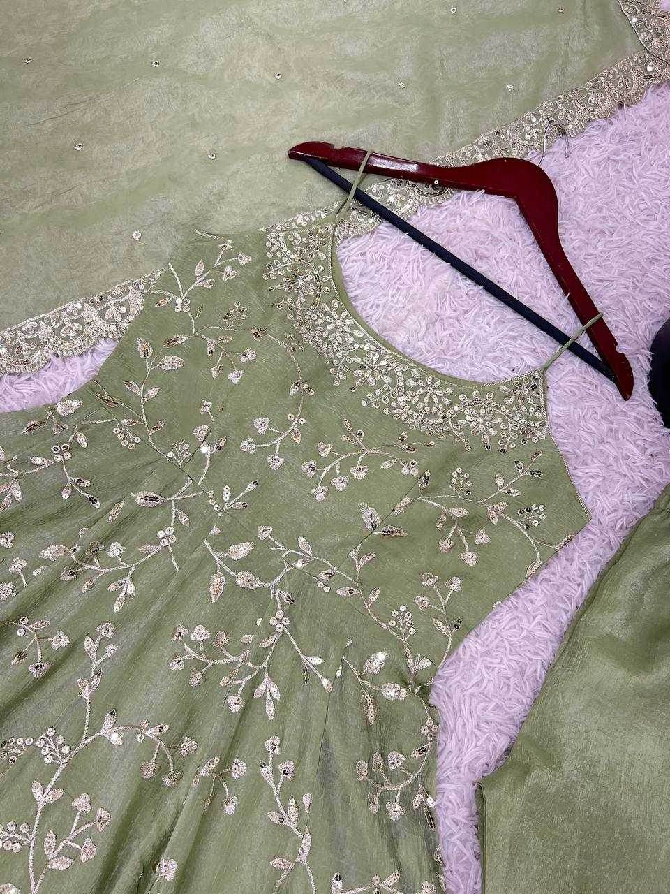 Silk Embroidery Anarkali Party Sequin Gown - MYLUXURY LANE ENTERPRISE